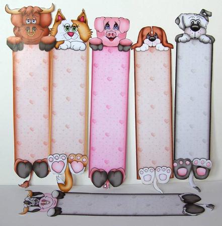 6 Mixed Animal Bookmarks by Margaret McCartney