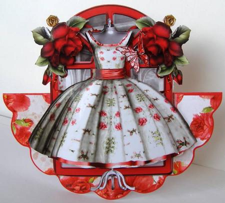Beautiful Red Rose Dress Window Rocker Card by Margaret McCartney
