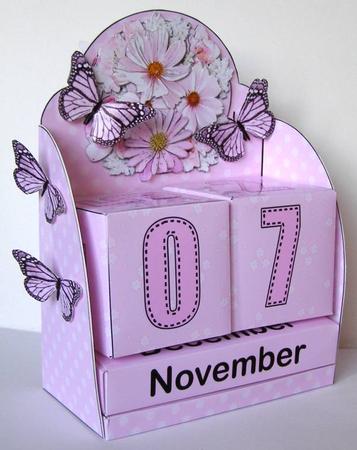 3D Pastel Posies Perpetual Calendar Desk Set 3D Decoupage by Margaret McCartney