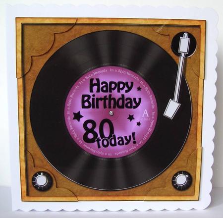 8 x 8 80th Birthday Record Scalloped Corner Topper by Margaret McCartney