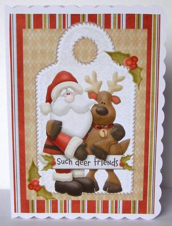 Santa & Reindeer "such Deer Friends" A4 by Margaret McCartney