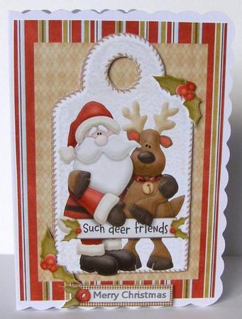 Santa & Reindeer "such Deer Friends" by Margaret McCartney