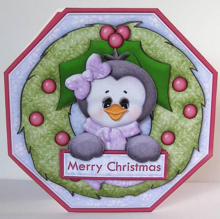 Christmas Penguin Wreath Peeper with Decoupage Mini Kit by Margaret McCartney