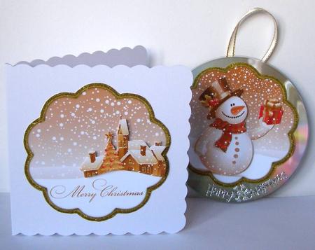Cd Christmas Decoration - Snowman by Margaret McCartney