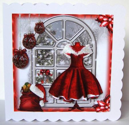 The Christmas Dress Window 5x5 Topper and Insert by Margaret McCartney
