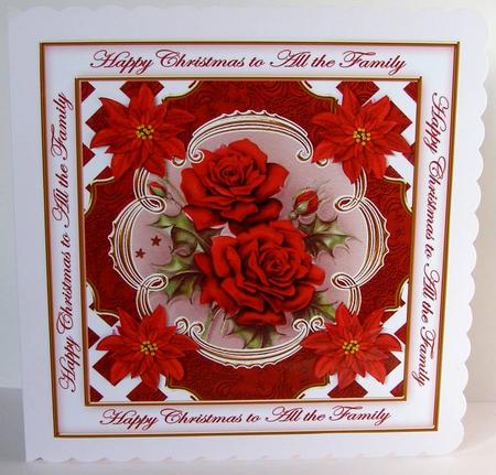 Red Roses All the Family Lattice Corner 8in Topper by Margaret McCartney