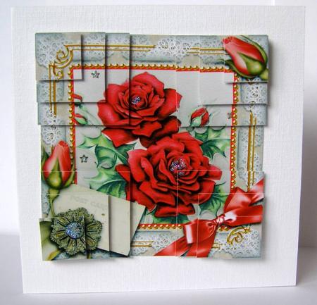Christmas Roses All 4 Corner Stacker Card Front by Margaret McCartney