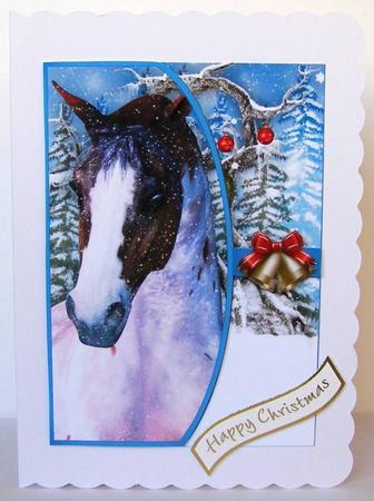 Horse Christmas Envelope Greeting Card Front by Margaret McCartney