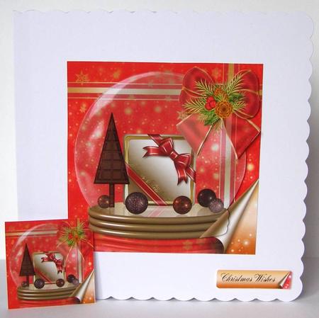 Snow Globe Chocolates, Christmas Quick Card by Margaret McCartney