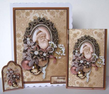 Vintage Framed Santa Gift Set Mini Kit by Margaret McCartney