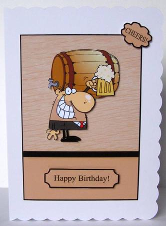 Beer Dude Card Front with Decopuage by Margaret McCartney
