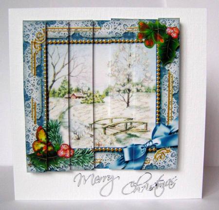 Winter Morning Holly 5inch Square Straight 2 Side Stacker by Margaret McCartney