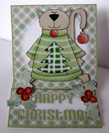 Christmas Cat 5 Minute Easel Card by Margaret McCartney