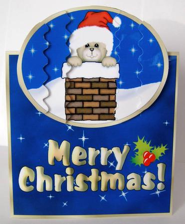Santa Teddy - Vertical Foldback with Oval Wavy Side Stackers by Margaret McCartney