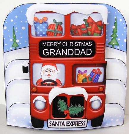 3D Xmas Santa Express Granddad Pop Out Card Kit by Margaret McCartney