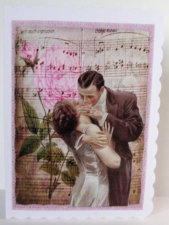 The Kiss on Vintage Music with Rose A4 by Margaret McCartney