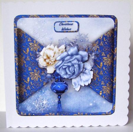 Christmas Roses Mock Wrap Card Front by Margaret McCartney