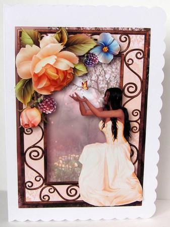 Beauty in Peach Dress & Peach English Roses by Margaret McCartney