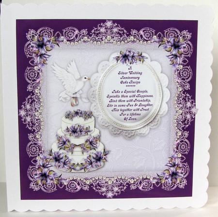 A Silver Wedding Anniversary Cake Recipe (1) 8x8 Card Topper by Margaret McCartney