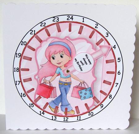 Countdown Clock Shopping Birthday Girl by Margaret McCartney