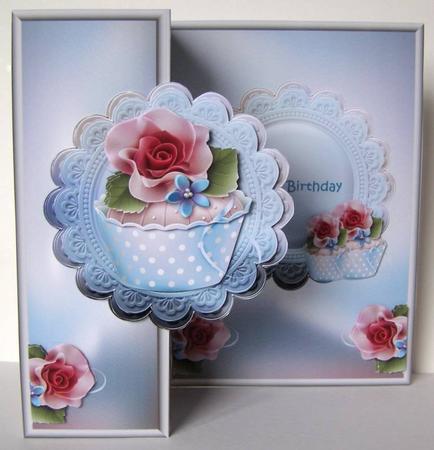Mini Kit No Hole Fold Back Card Cupcake Roses by Margaret McCartney
