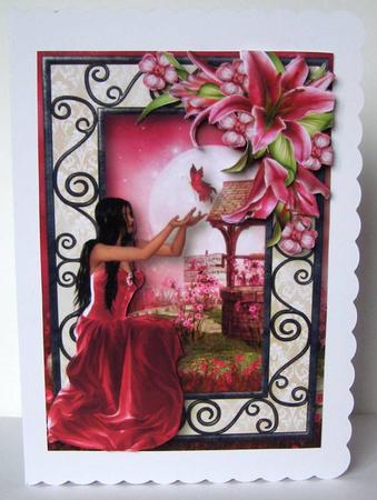 Beauty in Pink Dress with Stargazer Lilies by Margaret McCartney