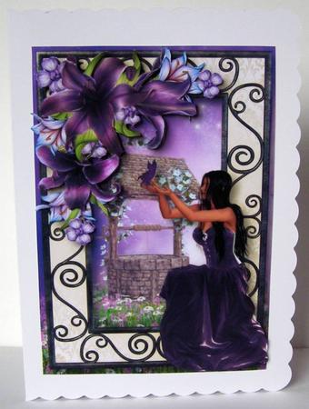 Beauty in Purple Dress with Dark Shadows Lilies by Margaret McCartney