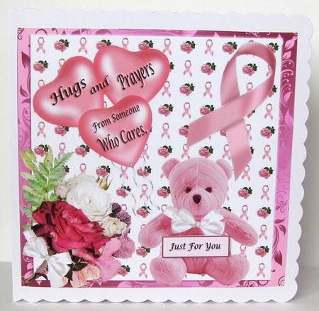 Breast Cancer Hugs and Prayers Card Topper by Margaret McCartney