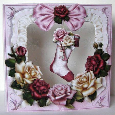 Open Box 3D Card Kit - Christmas Roses by Margaret McCartney