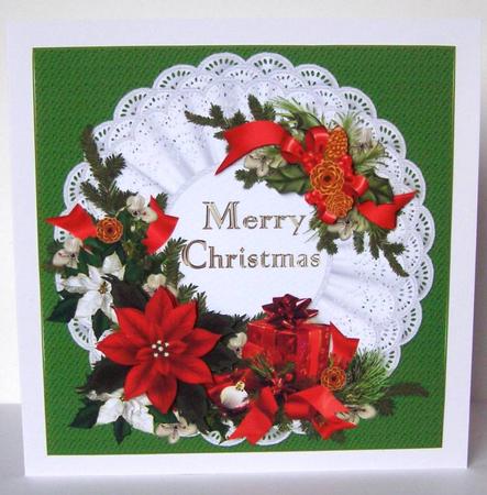 8x8 Christmas Flowers and Gift Green by Margaret McCartney