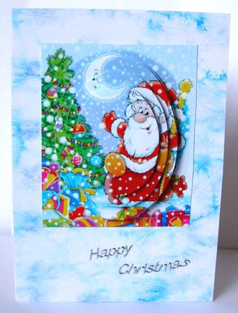 Santa with a Christmas Tree Oval Pyramids by Margaret McCartney