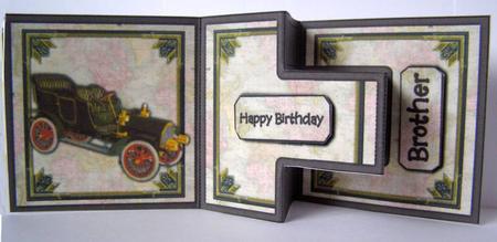 Vintage Car and Pocket Watch T-step Tri Fold by Margaret McCartney