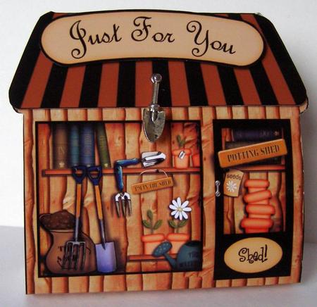 3D Little Potting Shed Shop Gift Card Holder by Margaret McCartney