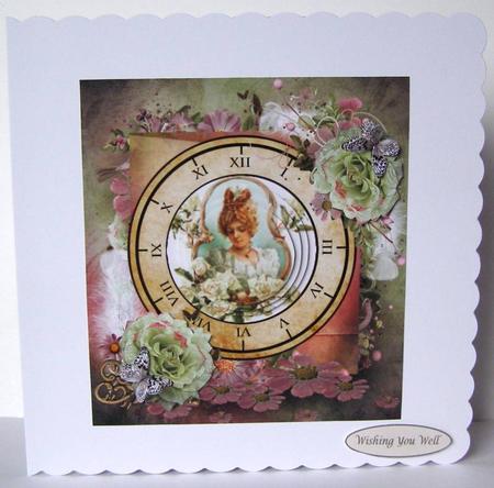 Timeless Vintage Portrait & Roses Card Topper by Margaret McCartney