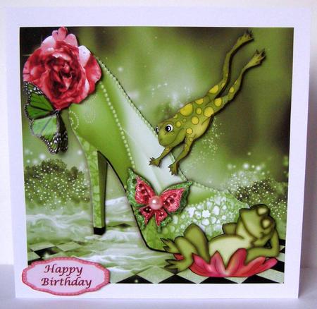 Cute Frogs with Green Diamond Shoe Fantasy 8x8 Mini Kit by Margaret McCartney