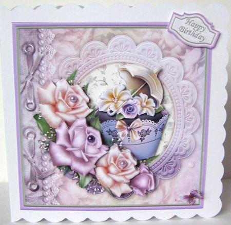 Cupcake Brolly & Roses Card Topper & Decoupage by Margaret McCartney