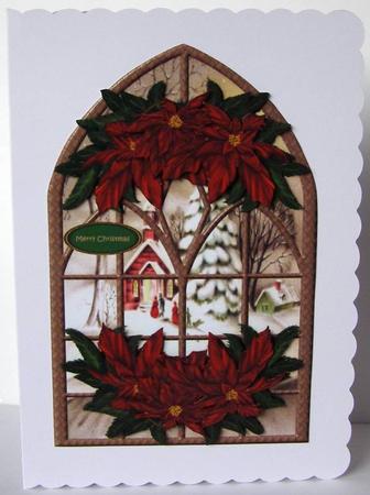 Christmas Window Poinsettias by Margaret McCartney