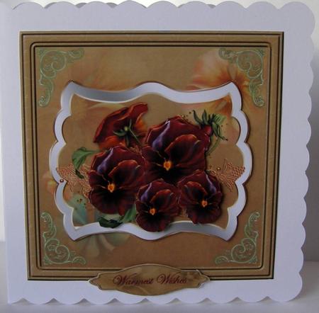 Rich Orange Pansy Card with Topper by Margaret McCartney