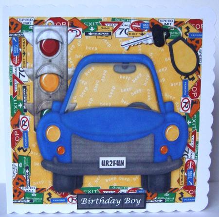 Blue Car 8x8 by Margaret McCartney