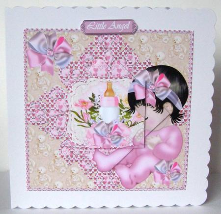 Baby Girl Flourish Frame 2-twist Pyramid by Margaret McCartney