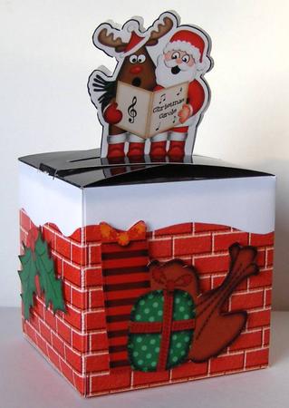 3D Xmas Singing Santa & Rudolph Shaped Top Gift Box Mini Kit by Margaret McCartney