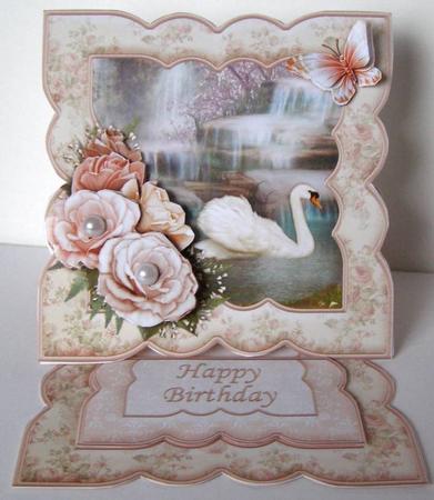 Swan & Roses Easel Card Kit & Decoupage by Margaret McCartney