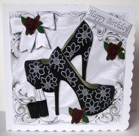 Shades of Grey with Sultry Shoes and Red Rose 8x8 Mini Kit by Margaret McCartney