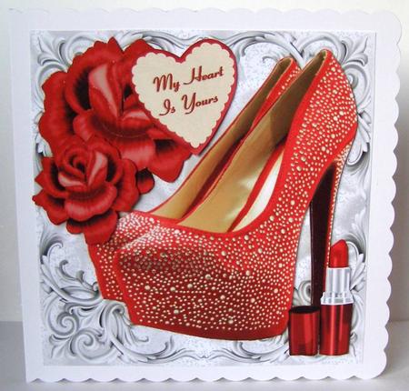 My Heart is Yours with Red Roses Hearts and Shoes 8x8 Mini K by Margaret McCartney