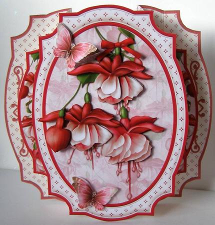 Fuchsia & Decoupage Double Pop Out Card Kit by Margaret McCartney