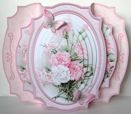 Pink Carnations Double Pop Out Card Kit by Margaret McCartney