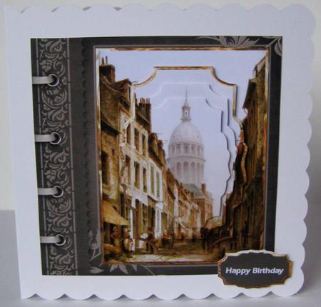 Street Scene in Boulogne Card with Shaped Layers by Margaret McCartney