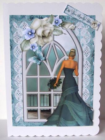 Beautiful Teal Dress Window Topper by Margaret McCartney