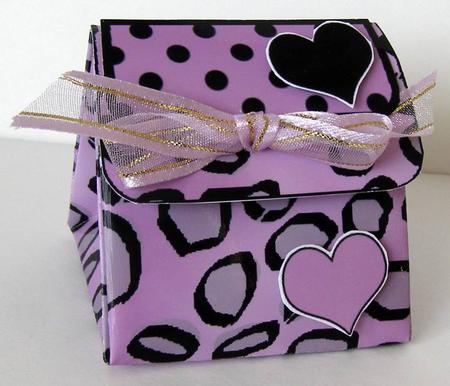Leopard Print Hearts 3D Fancifold Treat Favour Box by Margaret McCartney