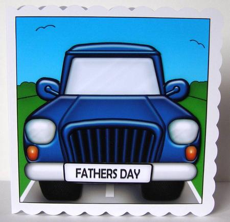 Blue Car Quick Card & 3D Decoupage by Margaret McCartney